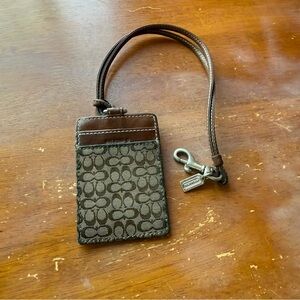 Coach Brown Signature C Print Travel ID Lanyard Case Badge Holder